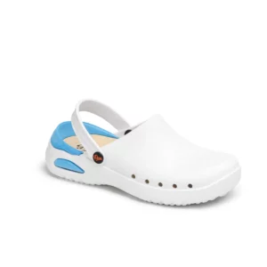 Zueco sanitario Dian EVA SOFT blanco, vista tres cuartos