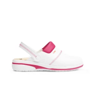 Zueco sanitario Dian MAR blanco/fucsia, vista lateral