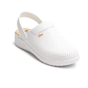 Zueco sanitario Dian MAR PERFORADO blanco, vista frontal elevada
