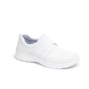 Zapatilla Dian SIENA PERFORADO blanco, vista tres cuartos.