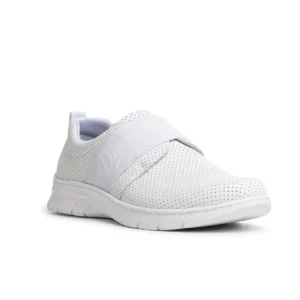 Zapatilla Dian SIENA PERFORADO blanco, vista tres cuartos alternativa.