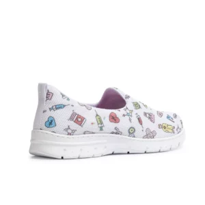 Zapatilla Dian VALENCIA PLUS ESTAMPADO blanco, vista posterior.