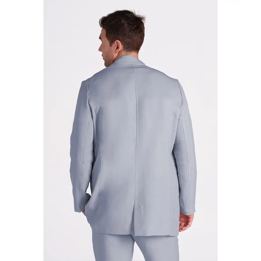Chaqueta levita Dyneke 6001423 celeste de hombre 2 Chaqueta levita hombre celeste Dyneke 6001423: vista trasera con modelo.