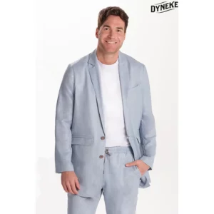 Chaqueta levita hombre celeste Dyneke 6001423: vista frontal con modelo.