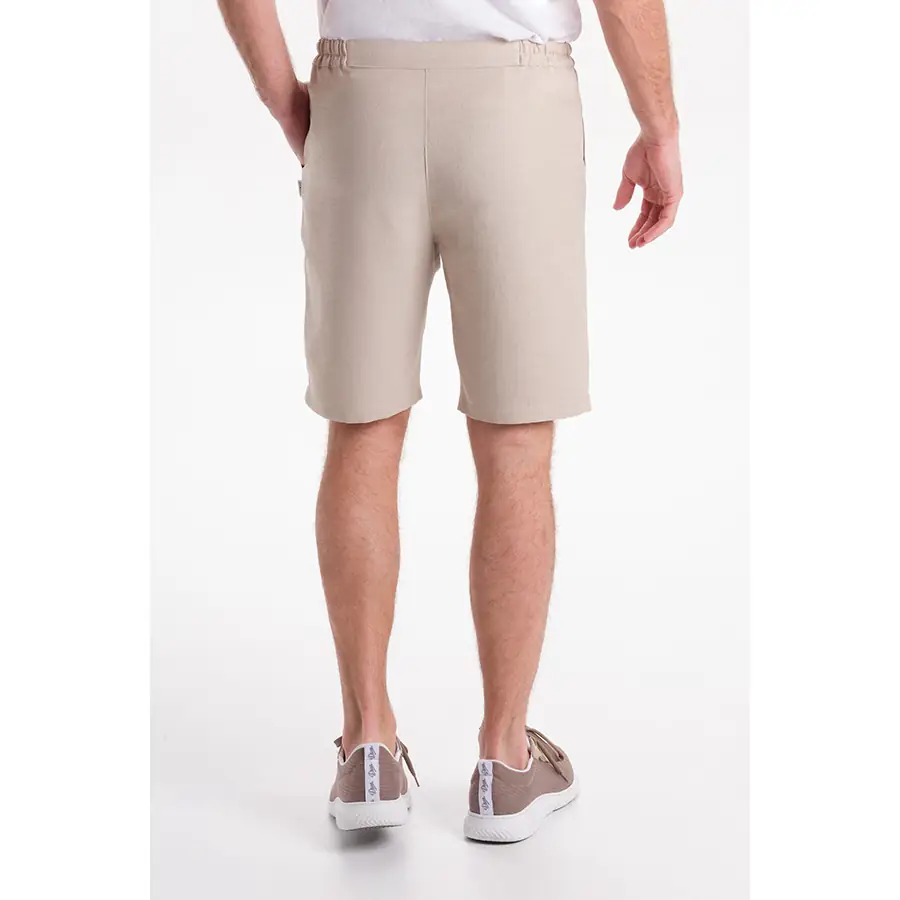 Bermuda Dyneke 6005418 unisex beige 2 Bermuda unisex beige con cordón. Dyneke 6005418: vista trasera con modelo.