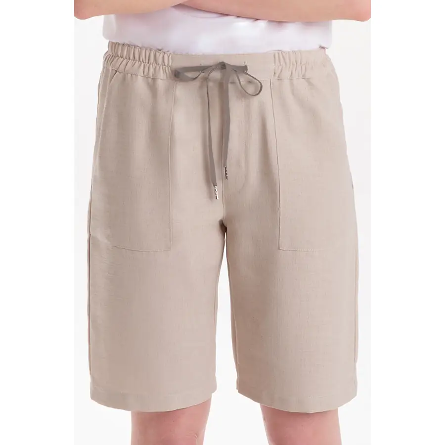 Bermuda Dyneke 6005418 unisex beige 3 Bermuda unisex beige con cordón. Dyneke 6005418: detalle de cintura con cordón.