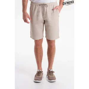 Bermuda unisex beige con cordón. Dyneke 6005418: vista frontal con modelo.