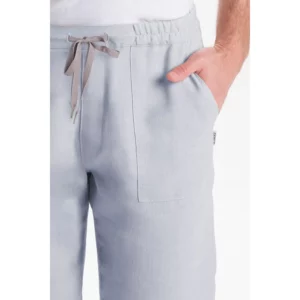 Bermuda unisex celeste con cordón Dyneke 6005423: detalle de cintura y bolsillo.