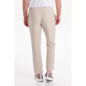 Pantalón unisex beige con cordón Dyneke 6006418: vista trasera con modelo.
