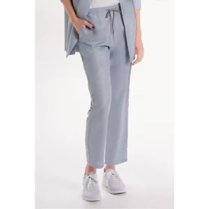 Pantalón unisex celeste con cordón Dyneke 6006423: vista frontal con modelo.