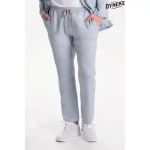 Pantalón unisex celeste con cordón Dyneke 6006423: vista frontal con modelo.