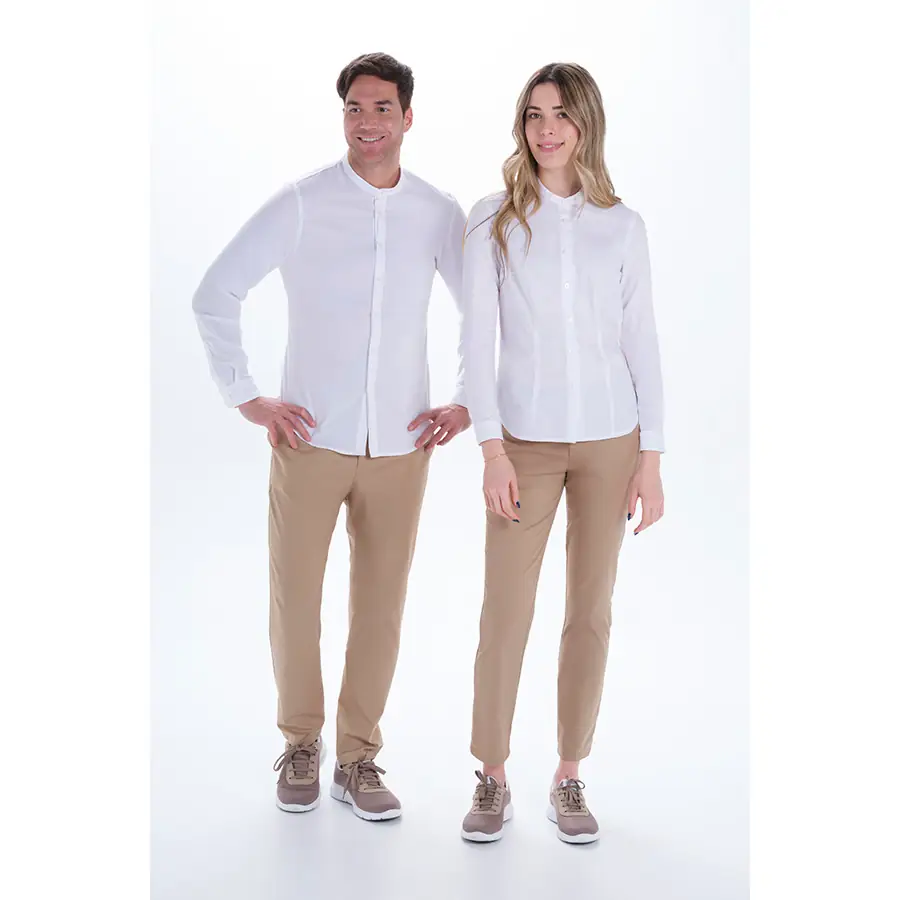 Camisa Dyneke 6010823 de mujer blanca 4 Camisa mujer cuello mao blanca Dyneke 6010823: conjunto de camisas con dos modelos.