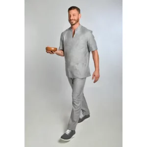 Casaca caballero cuello mao color gris Dyneke 8001844: vista de cuerpo entero con modelo.