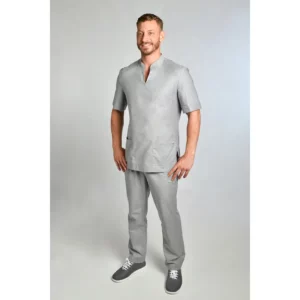 Casaca caballero cuello mao color gris Dyneke 8001844: vista de cuerpo entero con modelo.