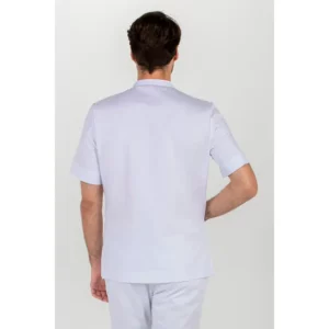 Casaca caballero cuello mao color blanco Dyneke 8001900: vista trasera con modelo.