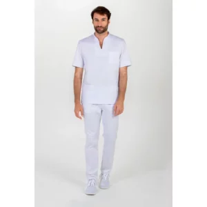 Casaca caballero cuello mao color blanco Dyneke 8001900: vista de cuerpo entero con modelo.
