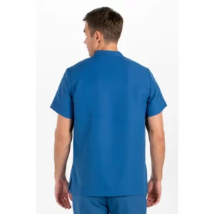 Blusón unisex microfibra azul Dyneke 8008482: vista trasera con modelo.