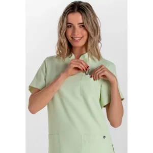 Blusón unisex microfibra verde manzana Dyneke 8008489: vista frontal con modelo.