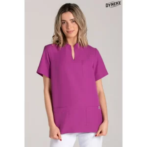 Blusón unisex microfibra púrpura Dyneke 8008568: vista frontal con modelo.