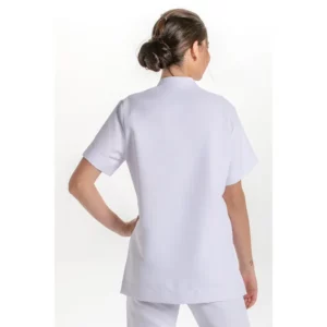 Blusón unisex microfibra blanca Dyneke 8008570: vista trasera con modelo.