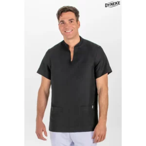 Blusón unisex microfibra negro Dyneke 8008571: vista frontal con modelo.