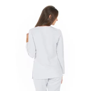 Chaqueta mujer microfibra blanca m/l Dyneke 8009570: vista trasera con modelo.