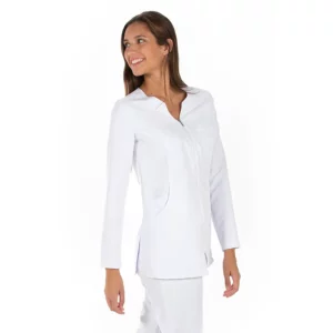 Chaqueta mujer microfibra blanca m/l Dyneke 8009570: vista frontal con modelo.