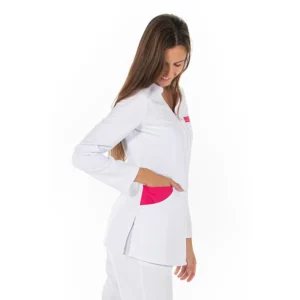 Chaqueta mujer microfibra contraste fucsia m/l Dyneke 8009572: vista de tres cuartos con modelo.
