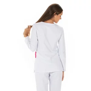 Chaqueta mujer microfibra contraste fucsia m/l Dyneke 8009572: vista trasera con modelo.