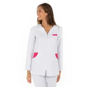 Chaqueta mujer microfibra contraste fucsia m/l Dyneke 8009572: vista frontal con modelo.