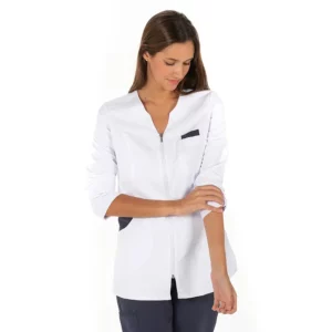 Chaqueta mujer microfibra contraste azul m/l Dyneke 8009583: vista frontal con la manga recogida.