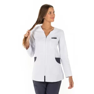 Chaqueta mujer microfibra contraste azul m/l Dyneke 8009583: vista frontal con modelo.