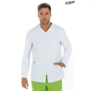 Chaqueta hombre microfibra blanca m/l Dyneke 8010570: vista frontal con modelo.
