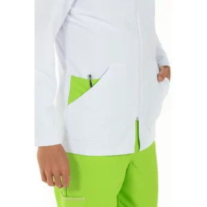 Chaqueta hombre microfibra contraste pistacho Dyneke 8010573: detalle del bolsillo y contraste verde.