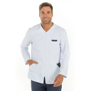 Chaqueta hombre microfibra contraste azul Dyneke 8010583: vista frontal con modelo.