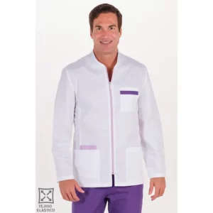Chaqueta hombre sarga elástica contraste malva m/l Dyneke 8014896: vista frontal con modelo.