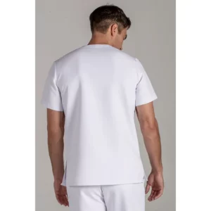 Casaca hombre microfibra blanca tapeta Dyneke 8022570: vista trasera con modelo.