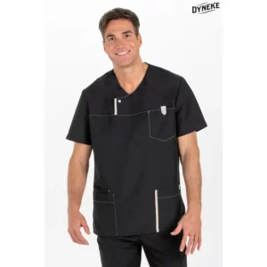 Casaca hombre microfibra negra tapeta Dyneke 8022571: vista frontal con modelo.