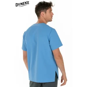 Casaca hombre microfibra azul Dyneke 8022574: vista trasera con modelo.