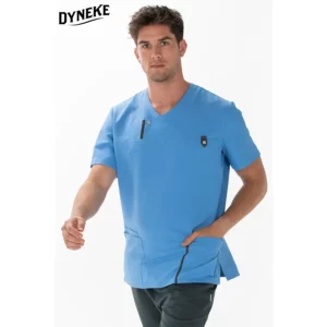 Casaca hombre microfibra azul Dyneke 8022574: vista frontal con modelo.