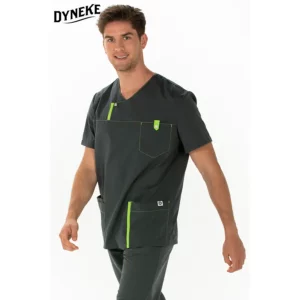Casaca hombre microfibra gris hidrofugada Dyneke 8022576: vista frontal con modelo.