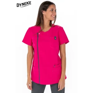 Casaca tapeta mujer sanidad fucsia Dyneke 8023572: vista frontal con modelo.