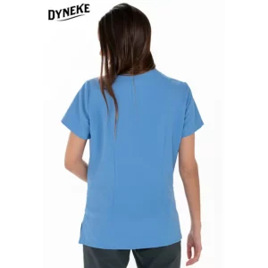 Casaca mujer microfibra azul Dyneke 8023574: vista trasera con modelo.
