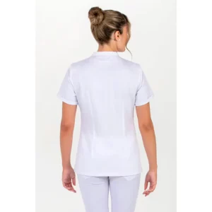 Chaqueta mujer cuello y mangas vivo Dyneke 8043700: vista trasera con modelo.