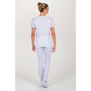 Chaqueta mujer cuello y mangas vivo Dyneke 8043700: vista trasera de cuerpo entero con modelo.