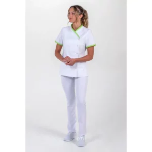 Chaqueta mujer cuello y mangas vivo pistacho Dyneke 8043887: vista de cuerpo entero con modelo.