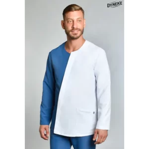 Chaqueta hombre asimétrica azul Dyneke 8052482: vista frontal con modelo.
