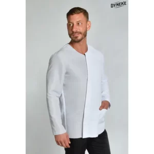 Chaqueta hombre asimétrica gris perla Dyneke 8052488: vista frontal con modelo.