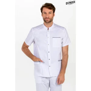 Chaqueta hombre m/c cuello mao contraste gris Dyneke 8072491: vista frontal con modelo.
