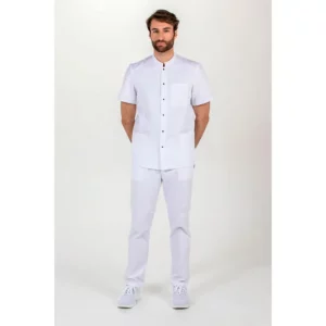 Chaqueta hombre m/c cuello mao blanca Dyneke 8072700: vista de cuerpo entero con modelo.
